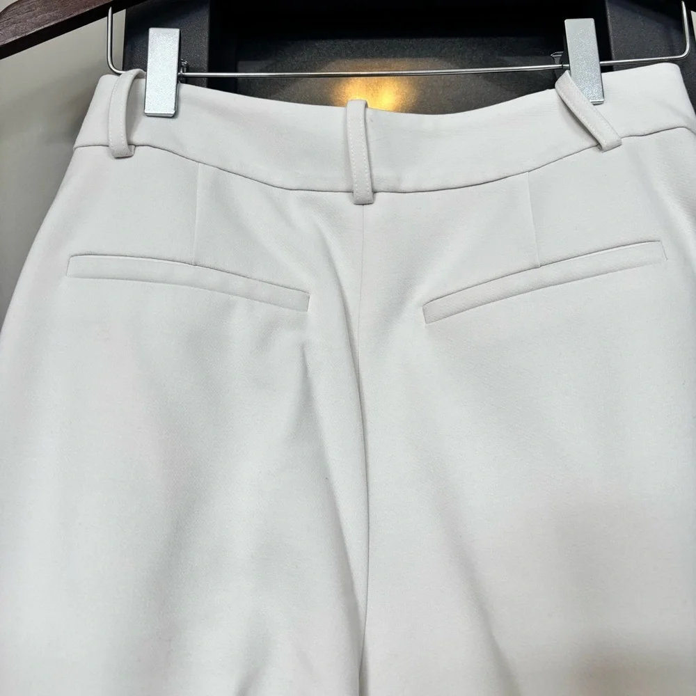 Alice + Olivia Ivory Wide Leg Trousers High Waist Tailored Pants Tall Size 0 - Picture 4 of 7